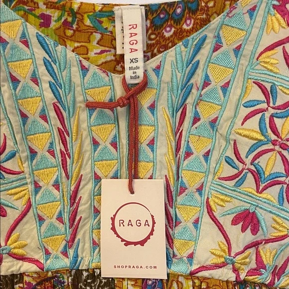 Raga × Anthropologie Parkland Maxi Boho Embroidered Maxi Dress Size XS PTP 16” - Picture 7 of 8